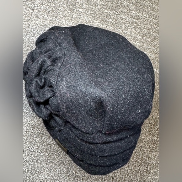 Betmar Alexandrite cloche black hat with floral accent main image 5